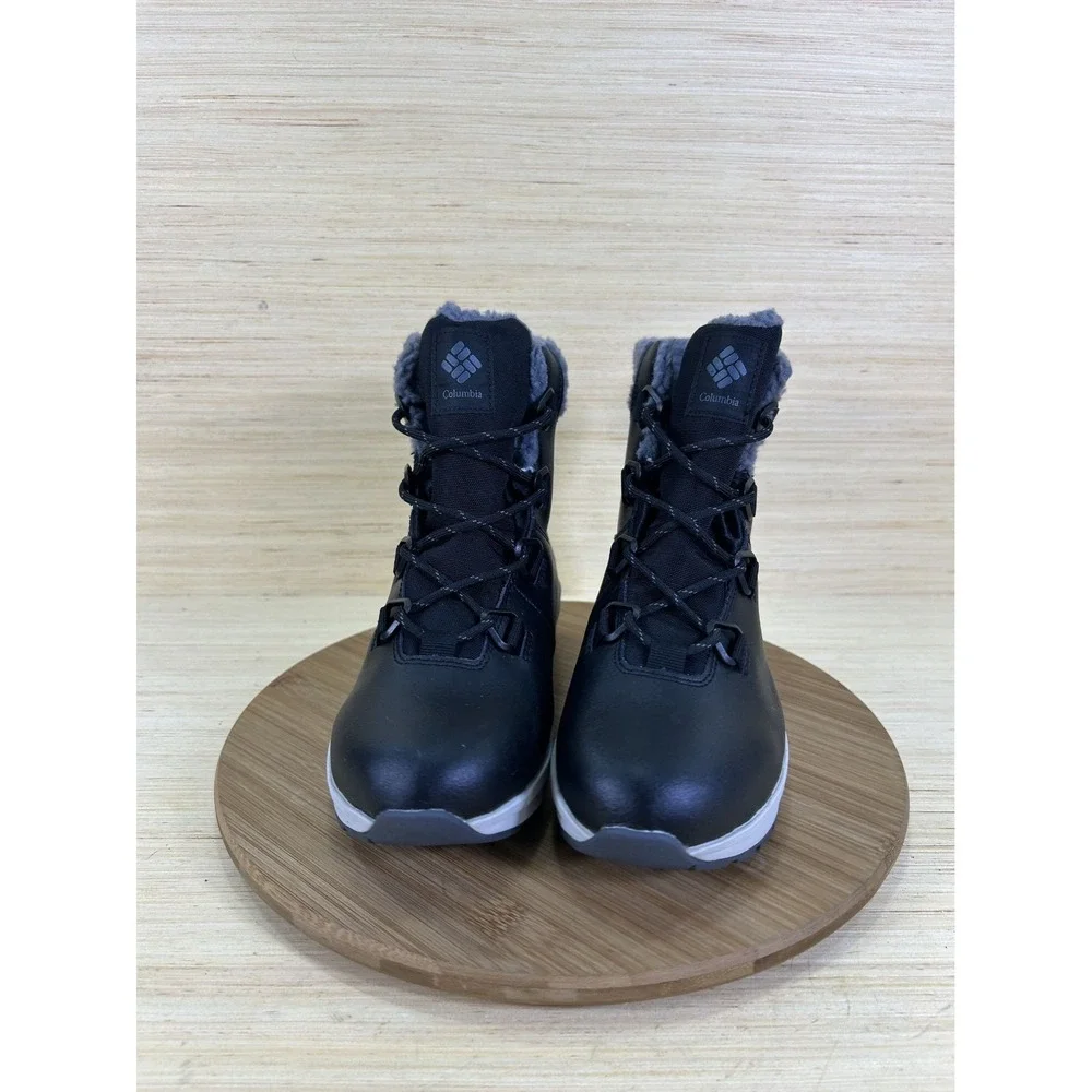 Columbia Moritza Black Leather Waterproof Fleece Lined Hiking Boots Womens 8.5